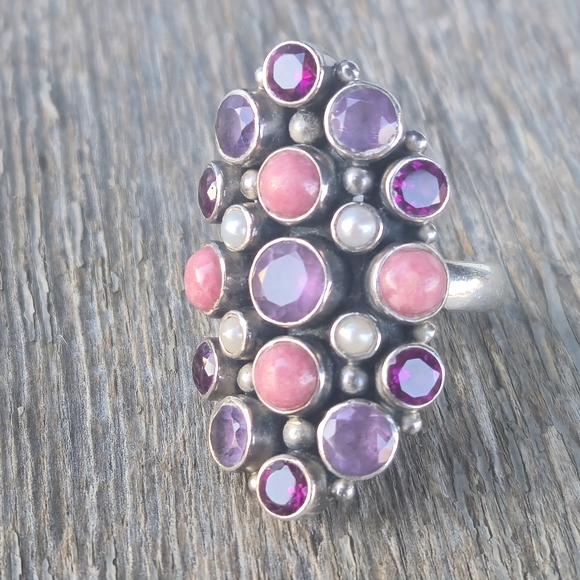 Nicky Butler 925 Sterling Silver Designer Opal Amethyst Rhodolite Garnet Ring NB - Picture 5 of 16